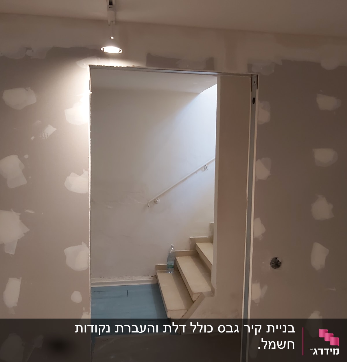 קיר גבס עם תיקוני שפכטל בולטים
